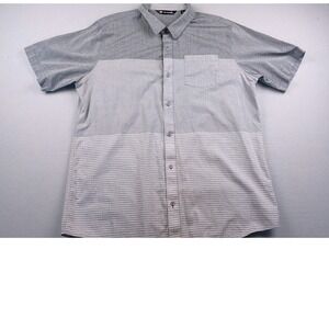 TravisMathew Mens Short Sleeve Button Up Shirt Grey Colorblock Striped XL